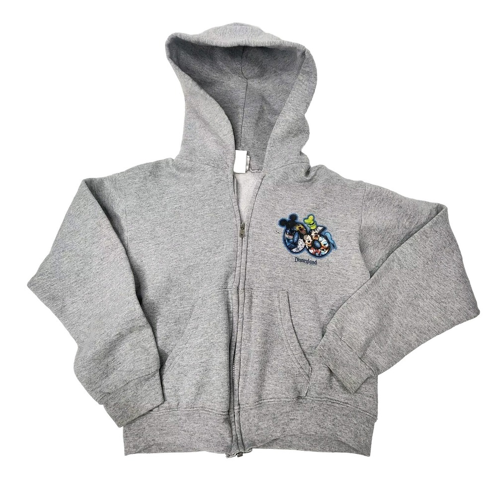 DISNEY Kids Disneyland California Mickey Mouse 2006 Hoodie Gray Full Zip Small